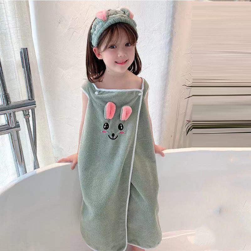 Children'S Bath Towel Summer Wearing Cotton Absorbent Quick-Drying Bath Skirt For Boys And Girls Household Sling Baby Bathing Bathrobe - Image 4