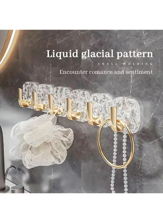 Golden 4PCS ملصقات جدارية بتأثير تموجات المياه بدون حفر، خطاطيف ذاتية اللصق للمفاتيح والمناشف، خالية من التلف. - Image 5