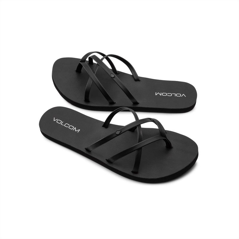 Volcom Women's New School Strappy Flip Flop Sandal â€“ Flat Slide with Comfort Foam Footbed, New Black Out, 8 - Image 1