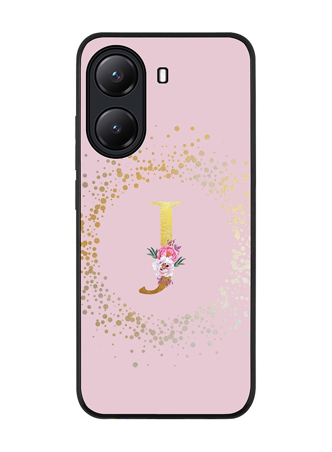 Stylizedd For Xiaomi Poco X7 Pro 5G Case,Slim fit Camera Protection, Shockproof Thin Phone cover  - Custom Monogram Floral - J  (Pink ) - Image 1
