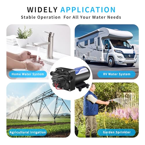 Verbesserte 12V DC RV Water Pump Water Pressure Booster Pump for Home 5.0GPM 70PSI Marine Boats Washdown Pump Self-Priming Diaphragm Pump for Yacht Garden Camp Bathroom Kitchen - Image 5