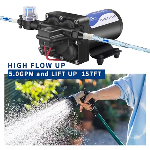 Verbesserte 12V DC RV Water Pump Water Pressure Booster Pump for Home 5.0GPM 70PSI Marine Boats Washdown Pump Self-Priming Diaphragm Pump for Yacht Garden Camp Bathroom Kitchen - Image 2