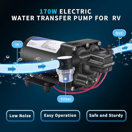 Verbesserte 12V DC RV Water Pump Water Pressure Booster Pump for Home 5.0GPM 70PSI Marine Boats Washdown Pump Self-Priming Diaphragm Pump for Yacht Garden Camp Bathroom Kitchen - Image 4