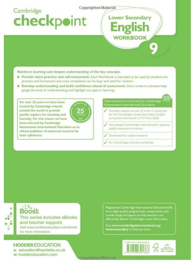 Cambridge Checkpoint Lower Secondary English Workbook 9: Second Edition - Image 2