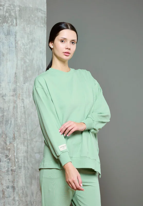 ذوق Asymmetric Hemline Extended Side Seam Sweatshirt