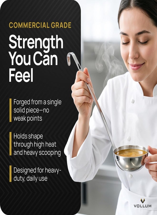 Vollum Metal Ladle Stainless Steel – Heavy Duty One-Piece Large Soup Ladle with Long Handle for Gravy, Stew, Sauce – Kitchen Utensils for Cooking - 16 Ounce (5" Bowl Diameter, 16" Handle Length) - Image 3