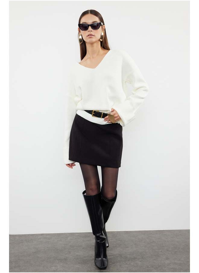 trendyol - Ecru Wide Pattern Sleeve Folded Knitwear Sweater TWOAW25KZ00090 - Image 1