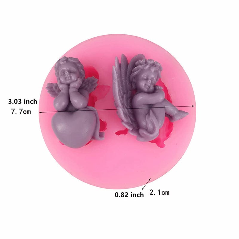 FEIYU BUY 2PCS 3D Angel Baby Shape Fairy or Angel with Flowers Silicone Cake Decorating Mold  for Fondant Cake Decoration  Cupcake Topper Nice Crafting  Polymer Clay  Jewelry Making Kitchen Accessories  - Image 3
