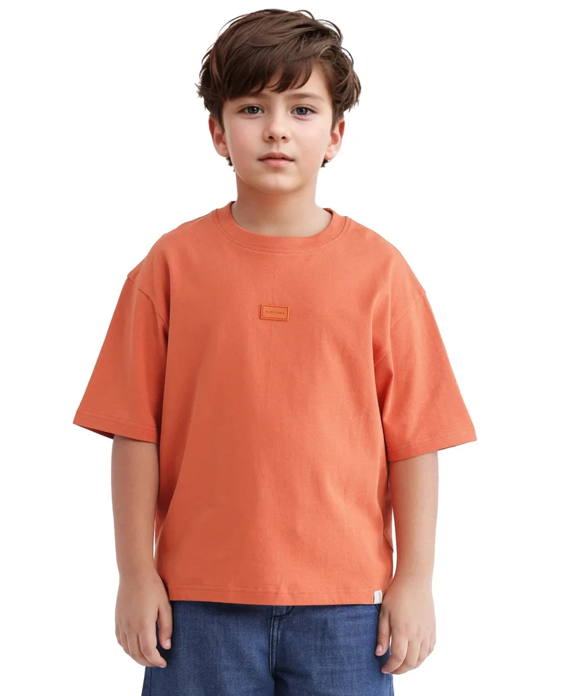 Rare Ones Rare Ones Kids Cato-K Orange Cotton Half Sleeve Slip-On Printed Boxy Fit T-Shirt