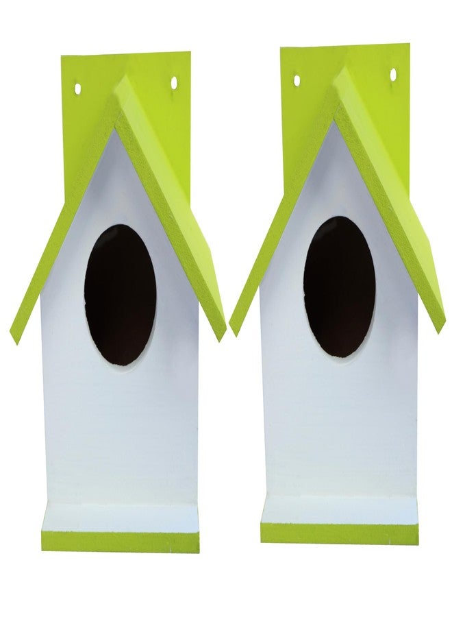 Hellonz Bird House for Sparrow, Budgies & Finches with Air Ventilation and Mounting Hook (Pack of 2) (Light Green) - Image 1