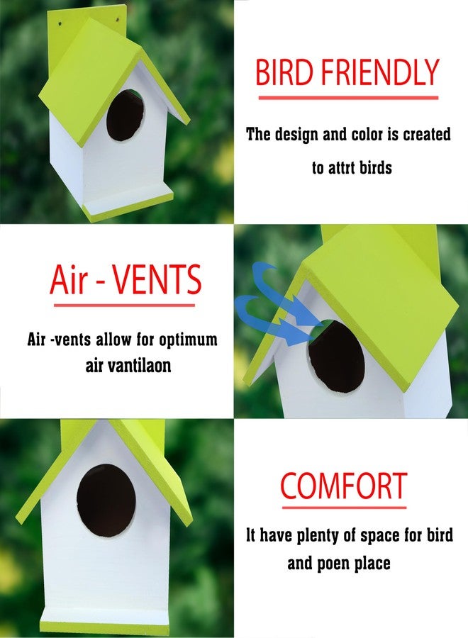 Hellonz Bird House for Sparrow, Budgies & Finches with Air Ventilation and Mounting Hook (Pack of 2) (Light Green) - Image 2