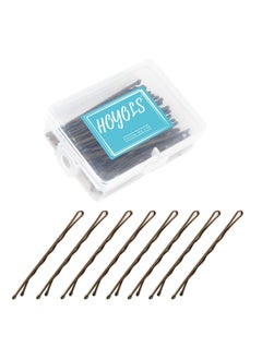 HOYOLS Hoyols Bobby Pin for Thick Thin Hair Secure Hold Wavy Slide Proof Gold Hairpins for Bun Decorative Women 100 Count 2 38 inch Brown 