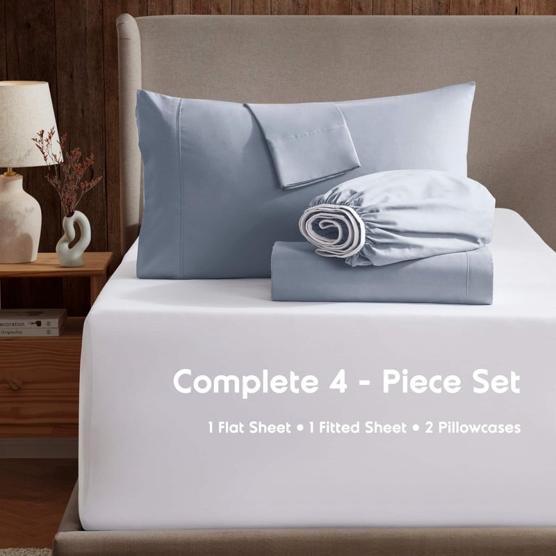 Nestl Queen Sheet Set - Luxury 1800 Ultra-Soft Microfiber Bed Sheets - Double Brushed - Deep Pockets - Easy Fit - 4 Piece Set - Bedding Sheets & Pillowcases (Queen, Ice Blue) - Image 2