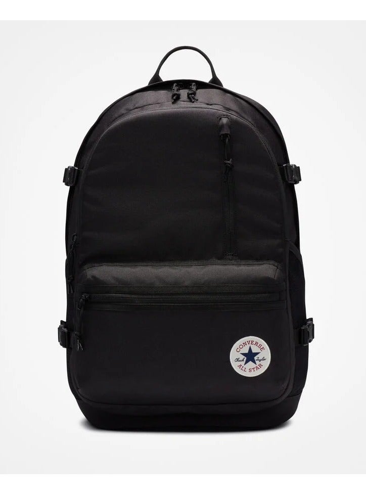 CONVERSE Converse Unisex Backpack Large Capacity with Laptop Compartment, Multi-Pocket School Backpack, Casual Backpack for School, Travel, Work - Straight Edge Classic Black  - Image 1