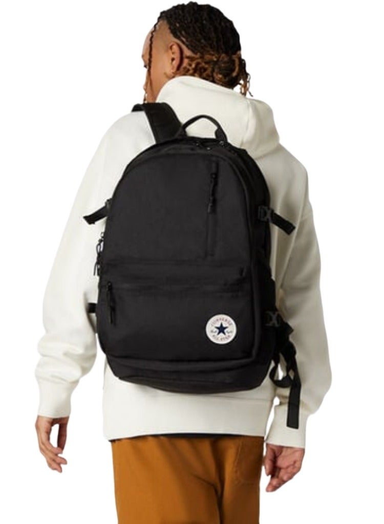 CONVERSE Converse Unisex Backpack Large Capacity with Laptop Compartment, Multi-Pocket School Backpack, Casual Backpack for School, Travel, Work - Straight Edge Classic Black  - Image 2