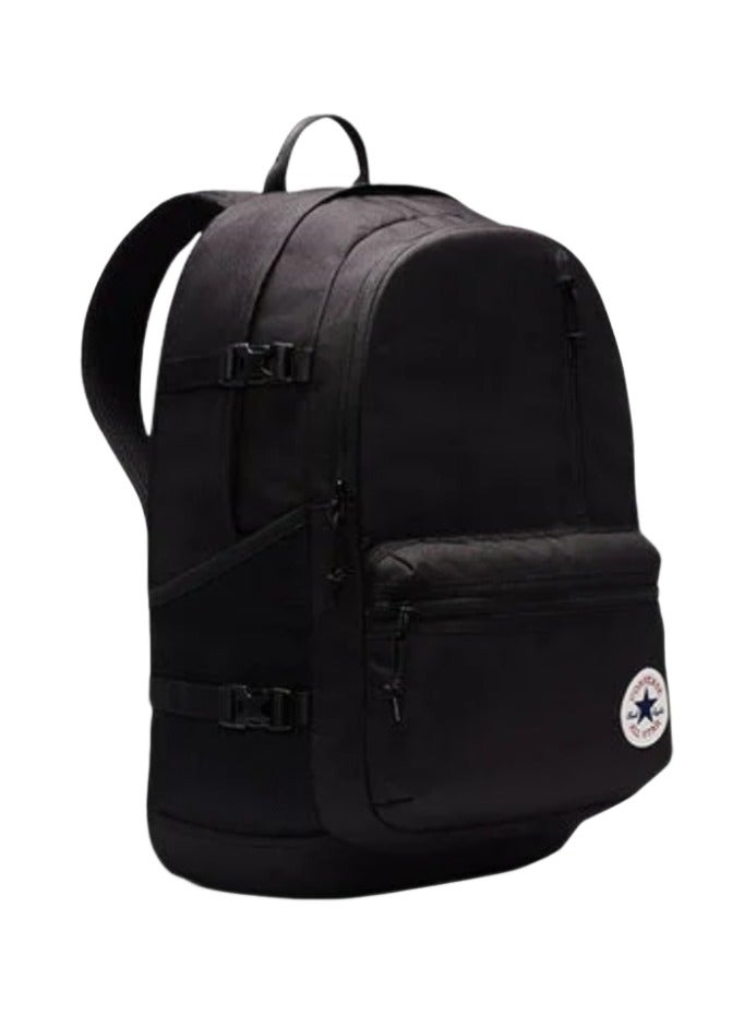 CONVERSE Converse Unisex Backpack Large Capacity with Laptop Compartment, Multi-Pocket School Backpack, Casual Backpack for School, Travel, Work - Straight Edge Classic Black  - Image 3