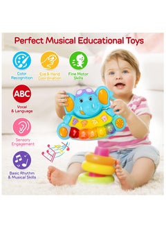 Generic Educational Baby Musical Toys - Light Up Baby Toys Piano Keyboard - Toddler Piano with 5 Numbered Keys - Plays Songs and Music Memory Game Smart Baby Elephant Piano  - Image 2