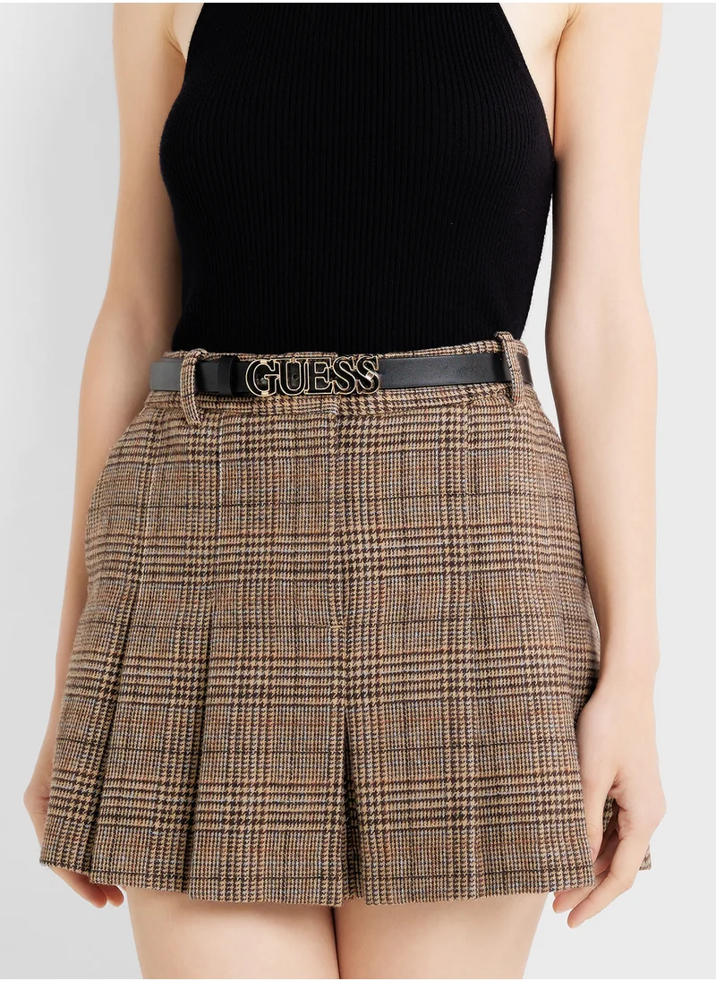 جس Logo Detailed Allocated Hole  Belt