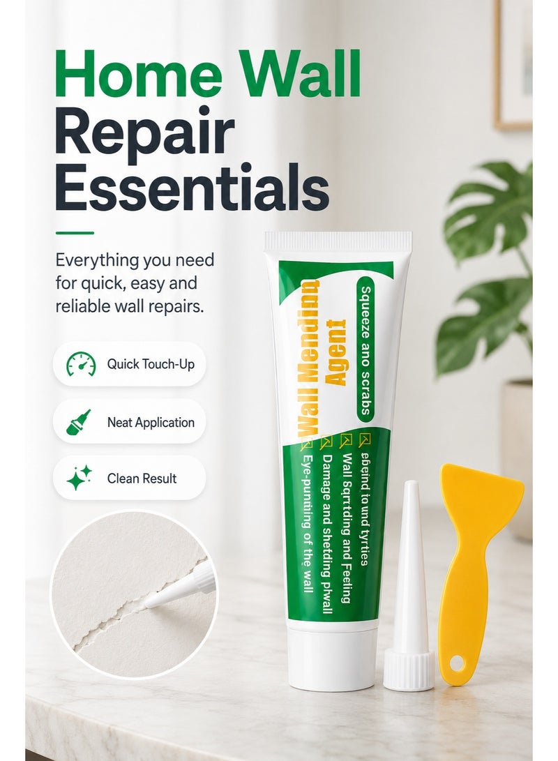 Wall Repair Cream 100g, Wall Mending Agent Crack Filler Paste with Scraper & Nozzle, Quick Dry Hole Repair Caulk - Image 3