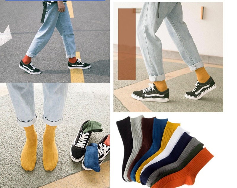 CHUNG Men Coloured Cotton Socks Unisex Novelty Solid Dress Sox Colorful Fashion Fun 6-13 Casual Crew Business Sports,10Pack, 9-13, Solid Color - Image 5