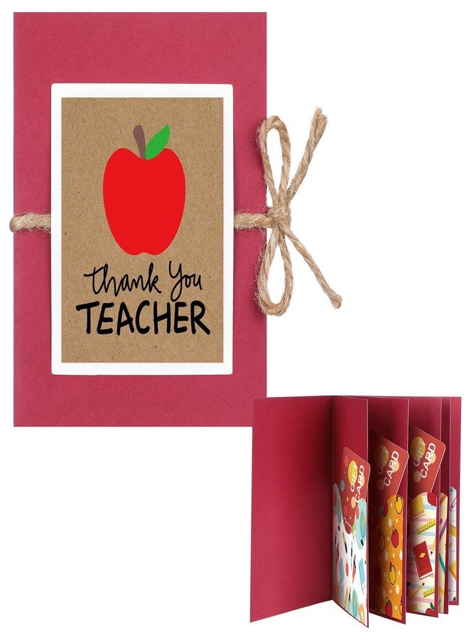 Skyygemm Teacher Gift Card Book Sleeves 5 Card Slots Teacher Appreciation Week Gift Cardholder 4.25 x 3.54 Inch Thank You Money Booklet for Appreciation Holiday Ornament - Image 1