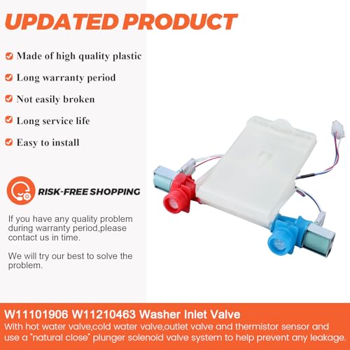 Beaquicy UPGRADE W11101906 W11210463 Washer Water Inlet Valve Fit for Whirlpool Amana Maytag Washer, For W10701461 W10869803 W10883458 W11038696 AP6329219-15 YEARS WARRANTY by Beaquicy - Image 4