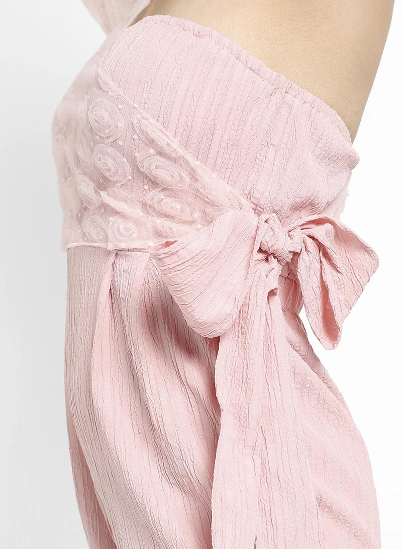 PINACOLADA Women's Baby Pink Self-Design Jumpsuit