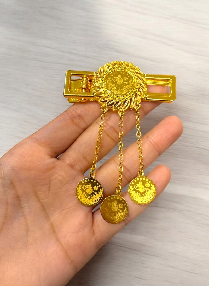 غولدماكس مشبك شعر نسائي أنيق شبيه بالذهب مطلي عيار 21 - Image 2