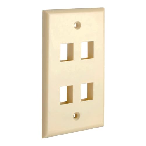 Cmple - 4 Port Keystone Wall Plate 1 Gang Wall Plate with Standard Size Ethernet Wall Plate Keystone Jack Insert Wall Plates - Ivory - Image 1