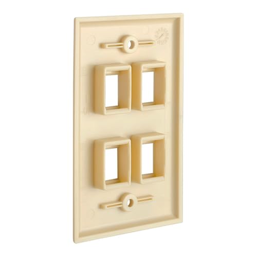 Cmple - 4 Port Keystone Wall Plate 1 Gang Wall Plate with Standard Size Ethernet Wall Plate Keystone Jack Insert Wall Plates - Ivory - Image 2