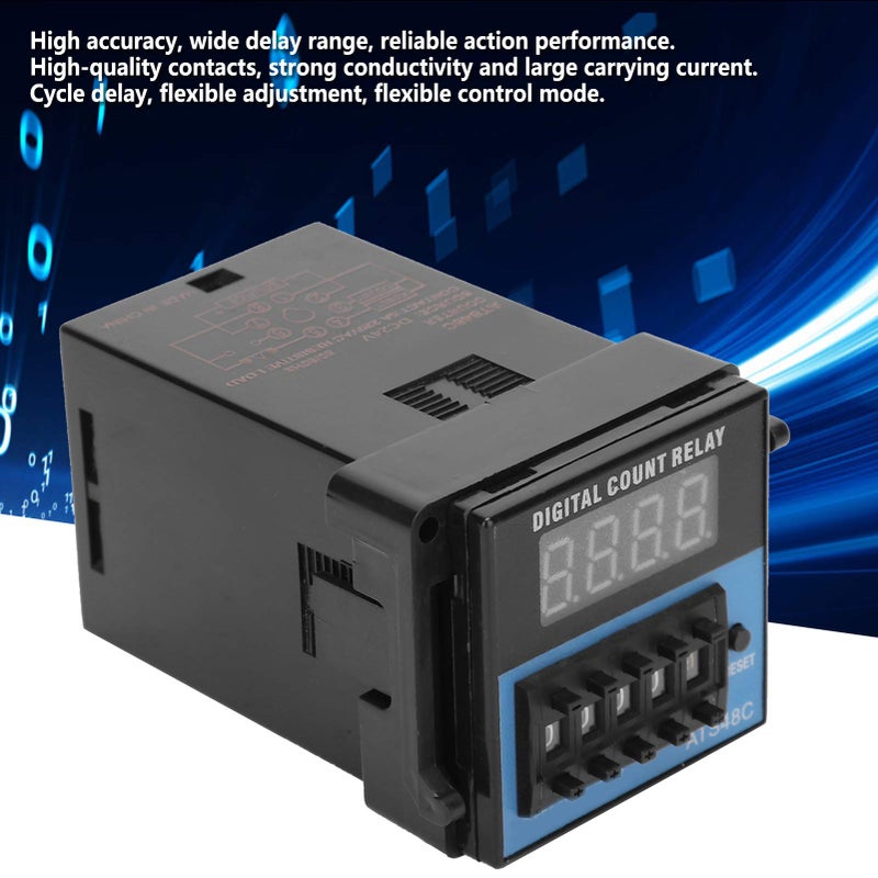 DC24V مؤقت زمني رقمي مع شاشة عرض LED مؤقت تأخير دورة تحكم أتمتة صناعية - Image 4