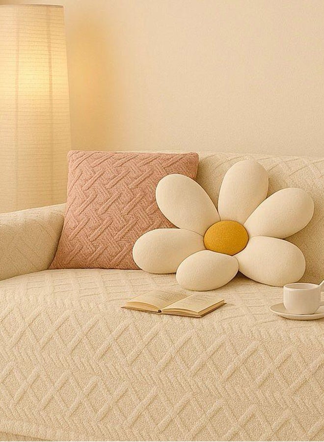 سنوز غطاء كنبه جاكار، 260*180 سم، أوف وايت - Image 4