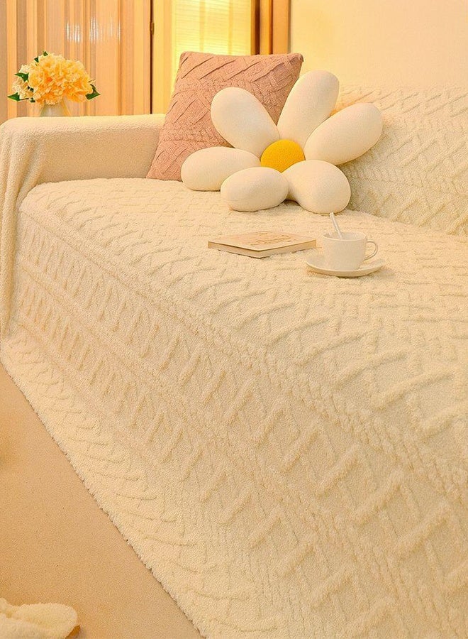 سنوز غطاء كنبه جاكار، 260*180 سم، أوف وايت - Image 2