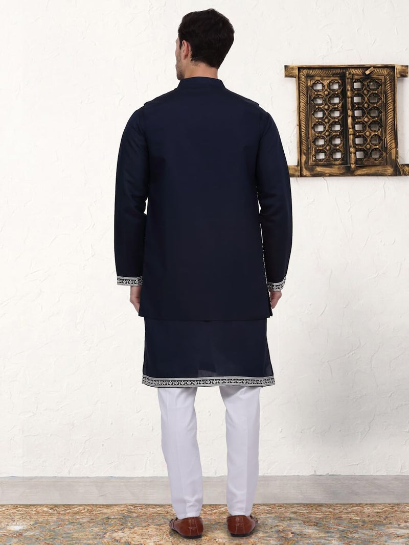 Jompers Men's Classic Embroidered Waistcoat and Kurta Pyjama Set - Image 2