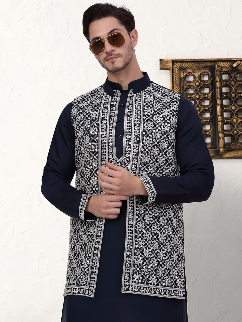 Jompers Men's Classic Embroidered Waistcoat and Kurta Pyjama Set - Image 5