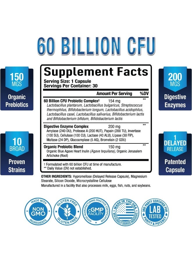 Purely Optimal - PURELY OPTIMAL Premium Probiotics 60 Billion CFU with Organic Prebiotics - Image 1