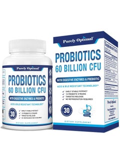 PURELY OPTIMAL Premium Probiotics 60 Billion CFU with Organic Prebiotics