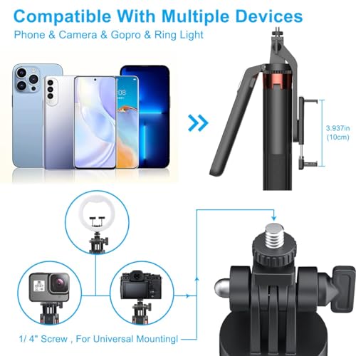HOLD UP Selfie Stick with Balance Handle & Recharable BT Remote, Stable 4 Leg Design, Selfie Stick with Tripod Stand for 360° Panoramic Shoot, 71" Long, Made for Phones, Ring Light, Gopro, Camera - Image 5