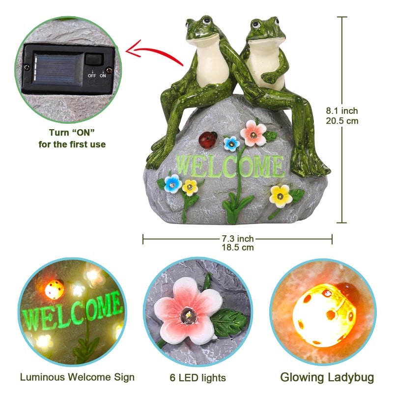 Nacome Solar Garden Outdoor Statues Frog with Succulent and 7 LED Lights - Lawn Decor for Patio, Balcony, Yard Ornament - Chrismtas Gifts for Mom Grandma - Image 3