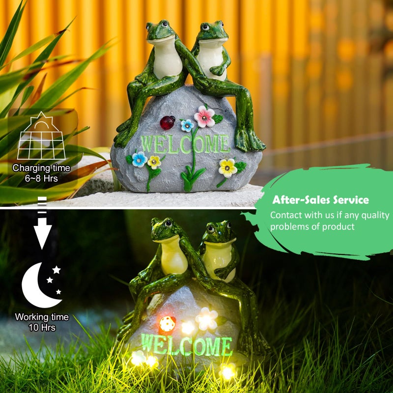 Nacome Solar Garden Outdoor Statues Frog with Succulent and 7 LED Lights - Lawn Decor for Patio, Balcony, Yard Ornament - Chrismtas Gifts for Mom Grandma - Image 5
