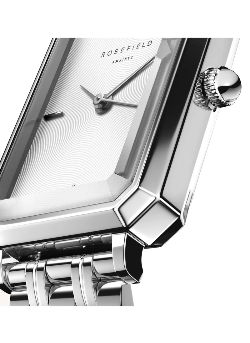 RoseField Women's Octagon XS Silver-Engraved Analog Quartz Stainless Steel Watch OWGSS-O63 - 19mm  - Image 2