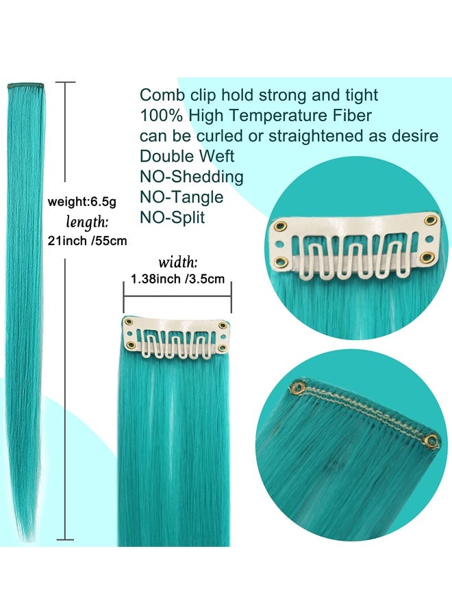 14 PCS 21 inch Colored Hair Extensions Clip in/on for America Women Girls hiar Accessories Wig Pieces Synthetic Rainbow Hair Extensions (Multicolour) - Image 5