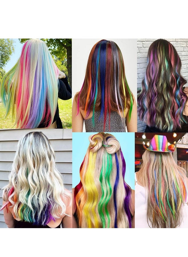 14 PCS 21 inch Colored Hair Extensions Clip in/on for America Women Girls hiar Accessories Wig Pieces Synthetic Rainbow Hair Extensions (Multicolour) - Image 4