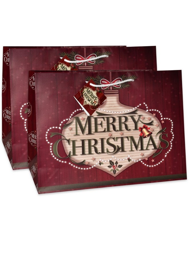 Gift Boutique 12 Jumbo Christmas Tote Bags With Handles 15" Wide X 11" High X 11" Deep Extra Wide Large Giant Reusable Grocery Shopping Paper Bags Big Gusset For Food Cookie Container & Foil Tin Pan - Image 3