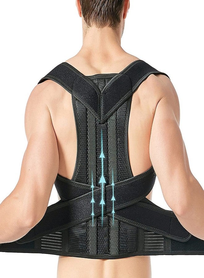 DOLTAS Back Brace Posture Corrector Belt For Lower And Upper Back Pain Relief with Breathable Air Mesh Fabric for Man & Woman Universal (BLACK) - Image 1