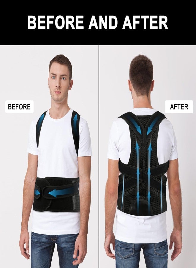 DOLTAS Back Brace Posture Corrector Belt For Lower And Upper Back Pain Relief with Breathable Air Mesh Fabric for Man & Woman Universal (BLACK) - Image 2