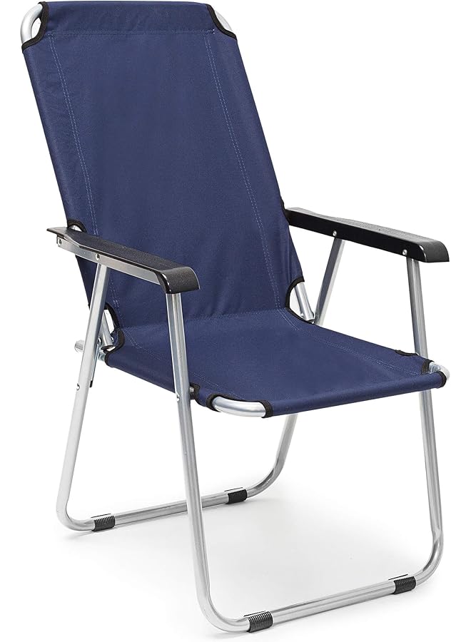 PROMASS Folding Camping Chair 92 X 55 75 Cm Camp Foldable For Garden Balcony Or Festivals Outdoor Collapsable As Fishing Festival Chair, Dark Blue