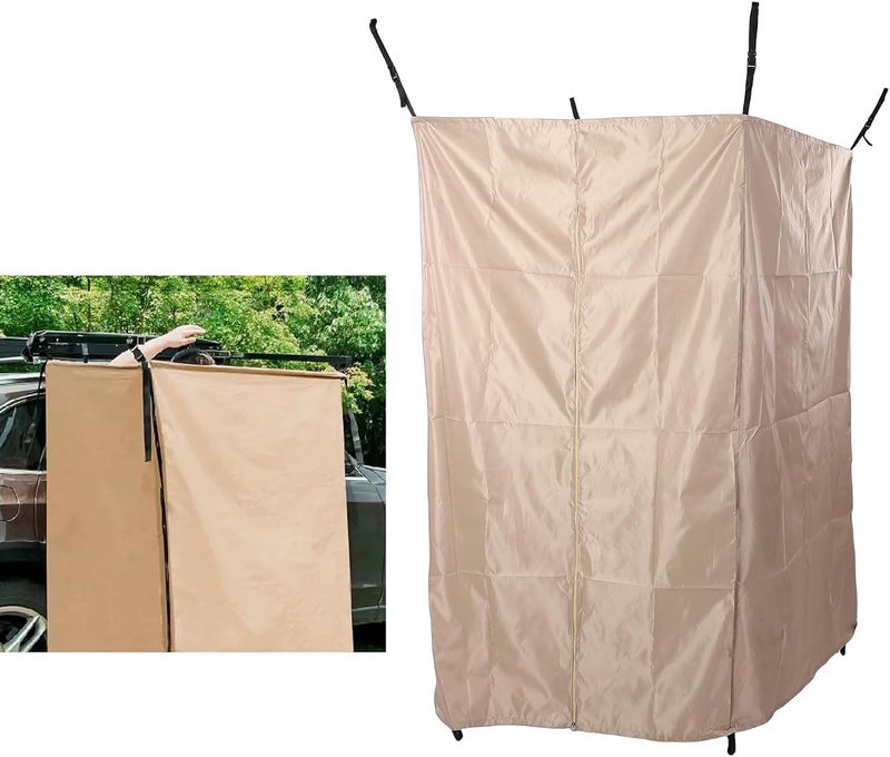 Jelquix Vehicle Side Shower Tent, Portable Privacy Awning Shower Tent, Oxford Khaki Car Side Room with Zipper Tie Down Straps, Ideal for Outdoor Camping, Bathroom & Changing Room - Image 3