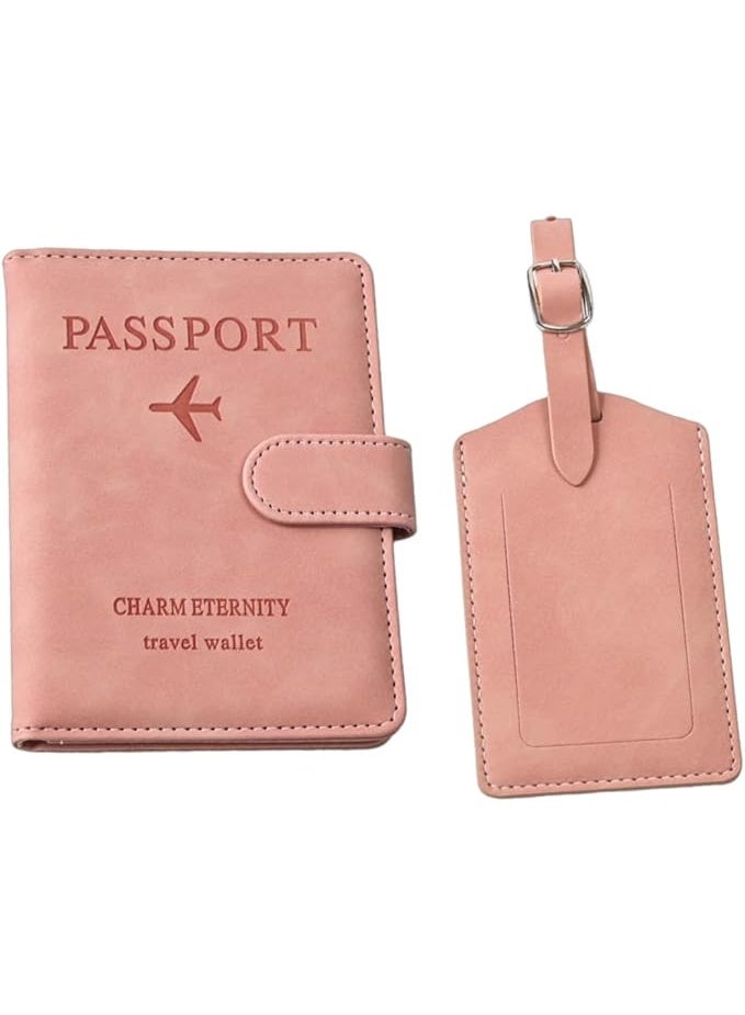 Showday Passport Wallets Travel Holder Set, Honeymoon travel Luggage Tags,Slim Passport Case Covers for Wedding Bridal Shower Gift Mr and Mrs Luggage Tags Couples Passport Holder Set (Light Pink) - Image 1