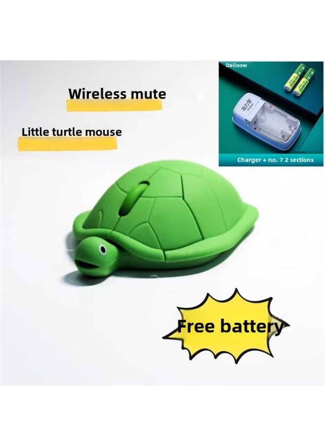 Generic - Personalized Student Cute Mouse Small Turtle Shape Fun Mouse Wireless Mouse Mute Computer Cartoon Creative-Color:Turtle Mouse (wireless) + Charger + Rechargeable Battery-Interface:Official Standard - Image 1